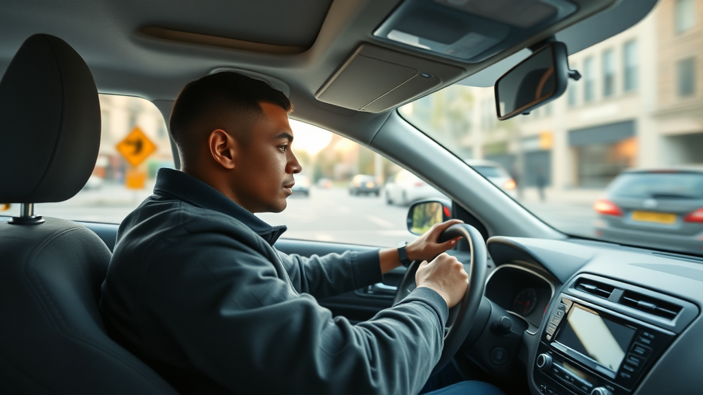 Driver enjoying safe steering after professional steering suspension services
