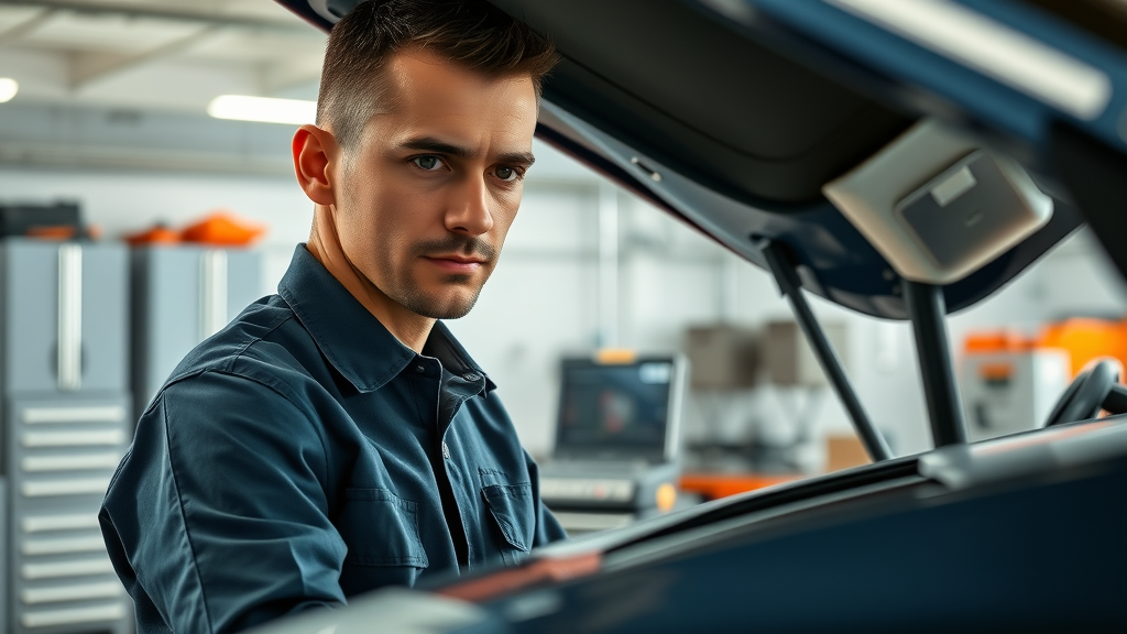 Skilled technician performing auto repair services for car maintenance