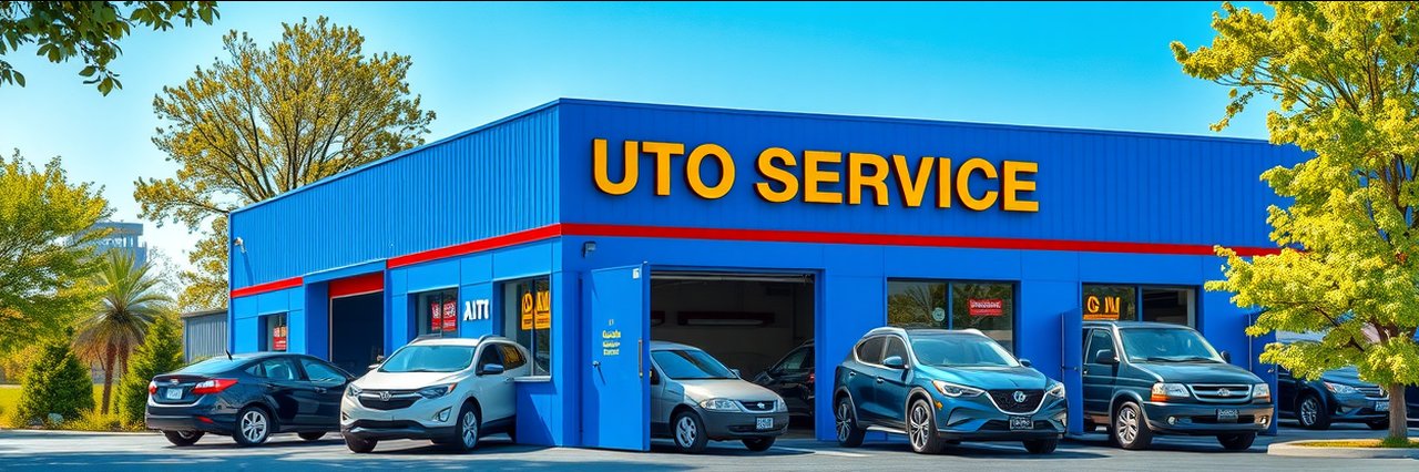Certified auto technicians work at a clean and modern auto service center.
