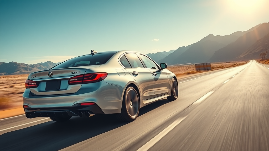 Well-maintained car driving confidently after total car care checkup.