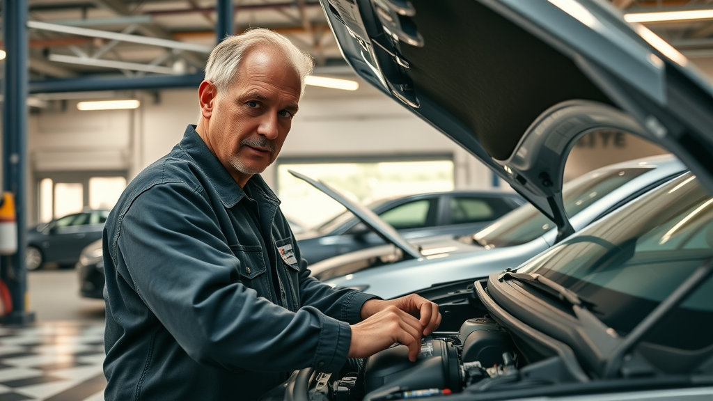 ASE certified master mechanic repairing family car engine in trusted repair shop.