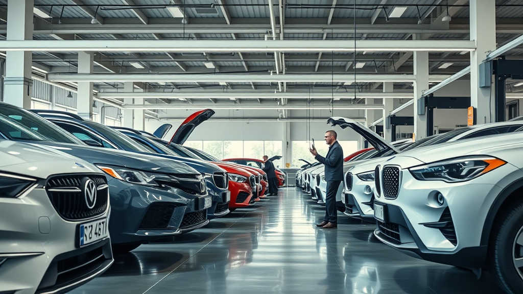 Modern multi-brand auto repair facility with various cars and expert service