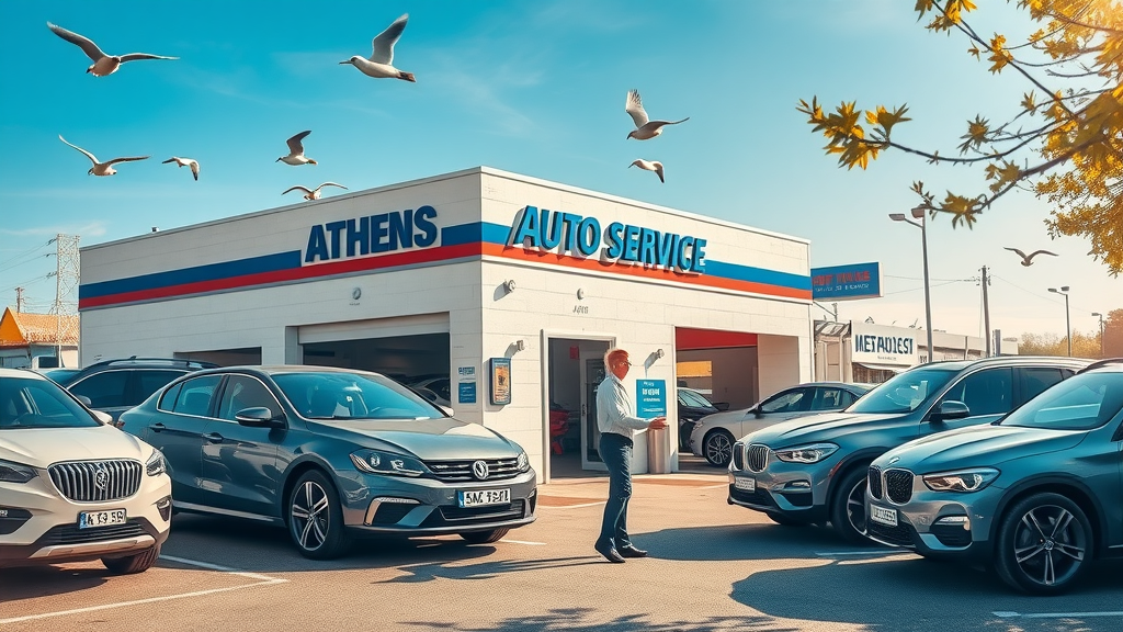 Athens auto repair shop with happy client and trusted local technicians