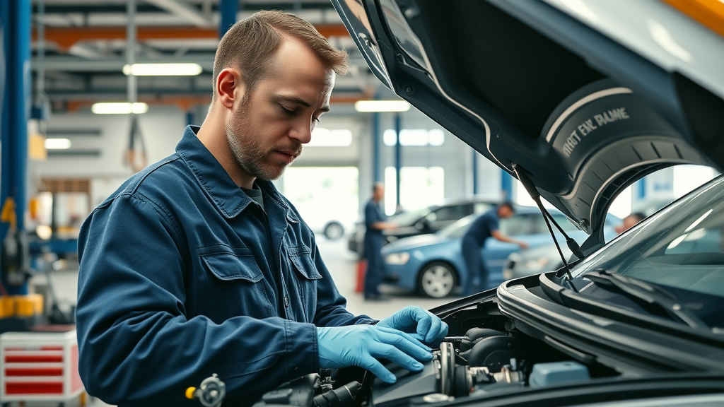 Professional mechanic working on engine at top auto repair Athens garage