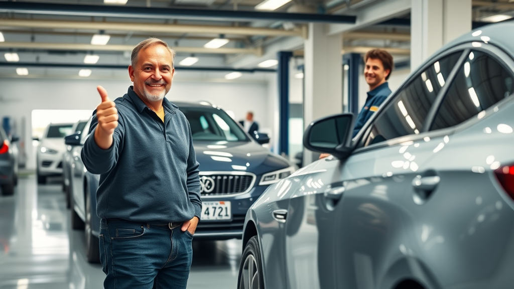 Satisfied customer after stress-free engine repair at expert shop