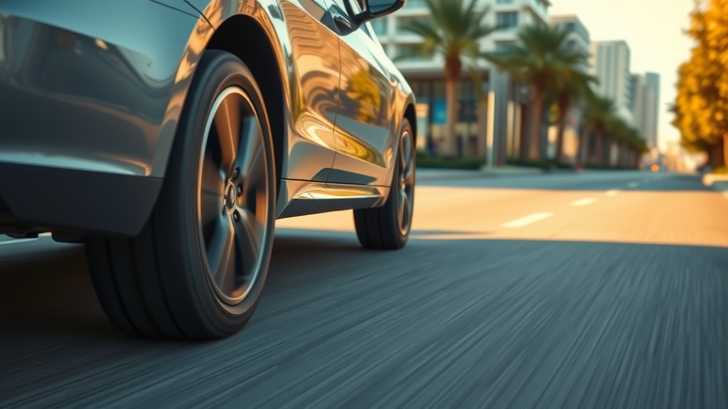 Car gliding smoothly on city road after steering suspension service