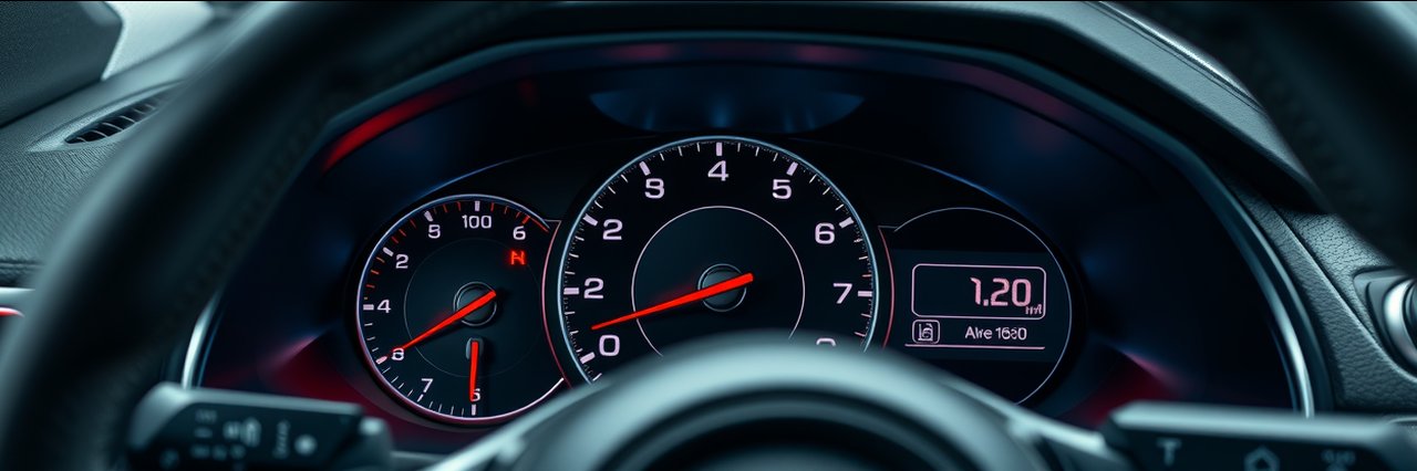 Car dashboard close-up showing speedometer, fuel gauge, and odometer after professional oil change
