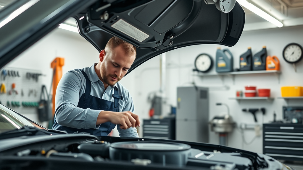 Professional mechanic performing a precise oil change in a modern auto shop.