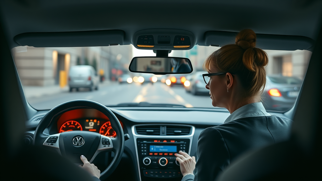 Dashboard warning lights illuminated, driver noticing need for auto diagnostic services.